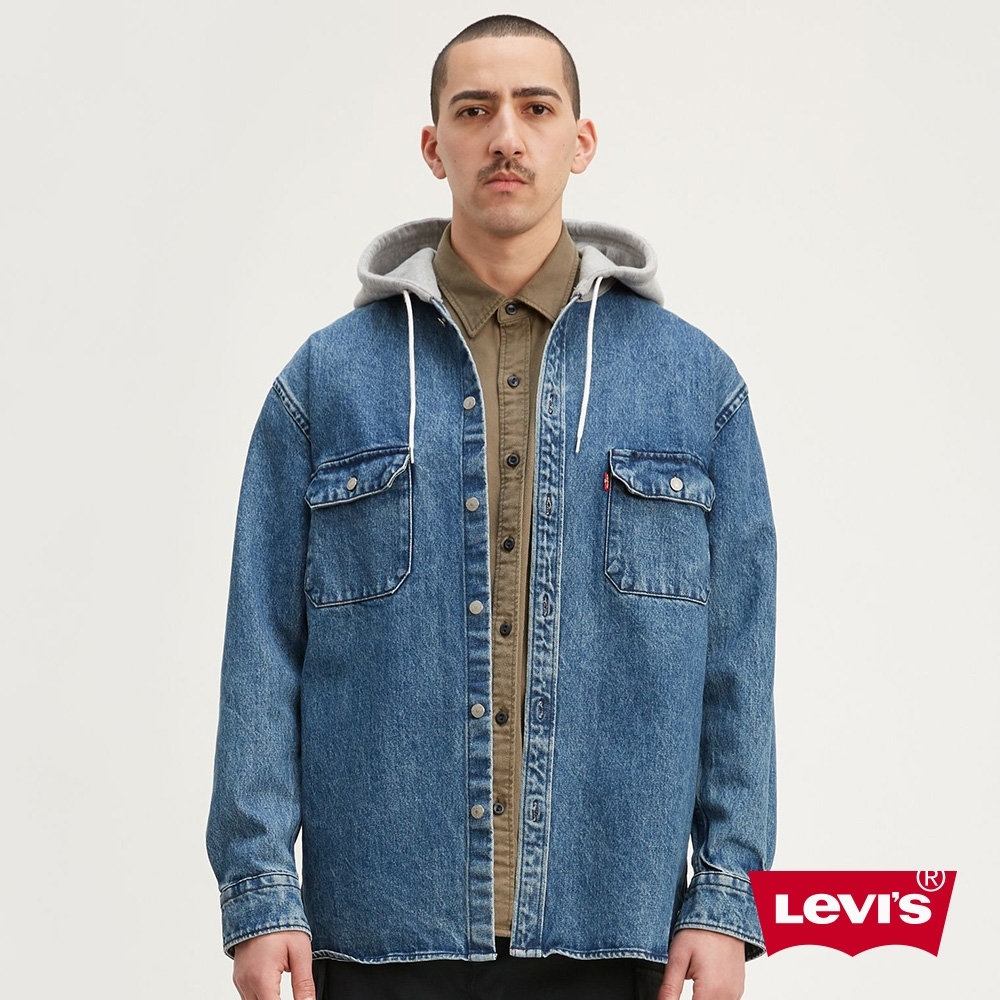 Levis 男款 襯衫連帽外套 / 牛仔工裝設計/Oversize寬鬆長版