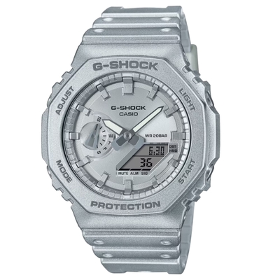 CASIO 卡西歐 G-SHOCK 銀色金屬 未來感 碳核心防護構造_GA-2100FF-8A_45.4mm