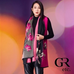 【GLORY21】品牌魅力款-etc.特色花卉織繡圍巾-桃紅