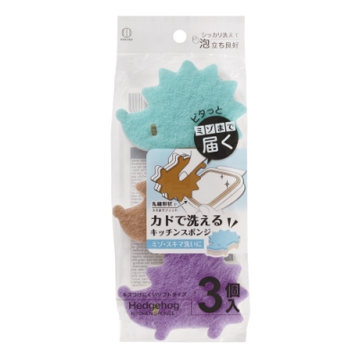 日本-小久保 刺蝟廚房清潔海綿（3入）