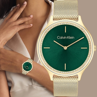 Calvin Klein CK Timeless 晶鑽米蘭帶女錶 送禮推薦-38mm 25100005
