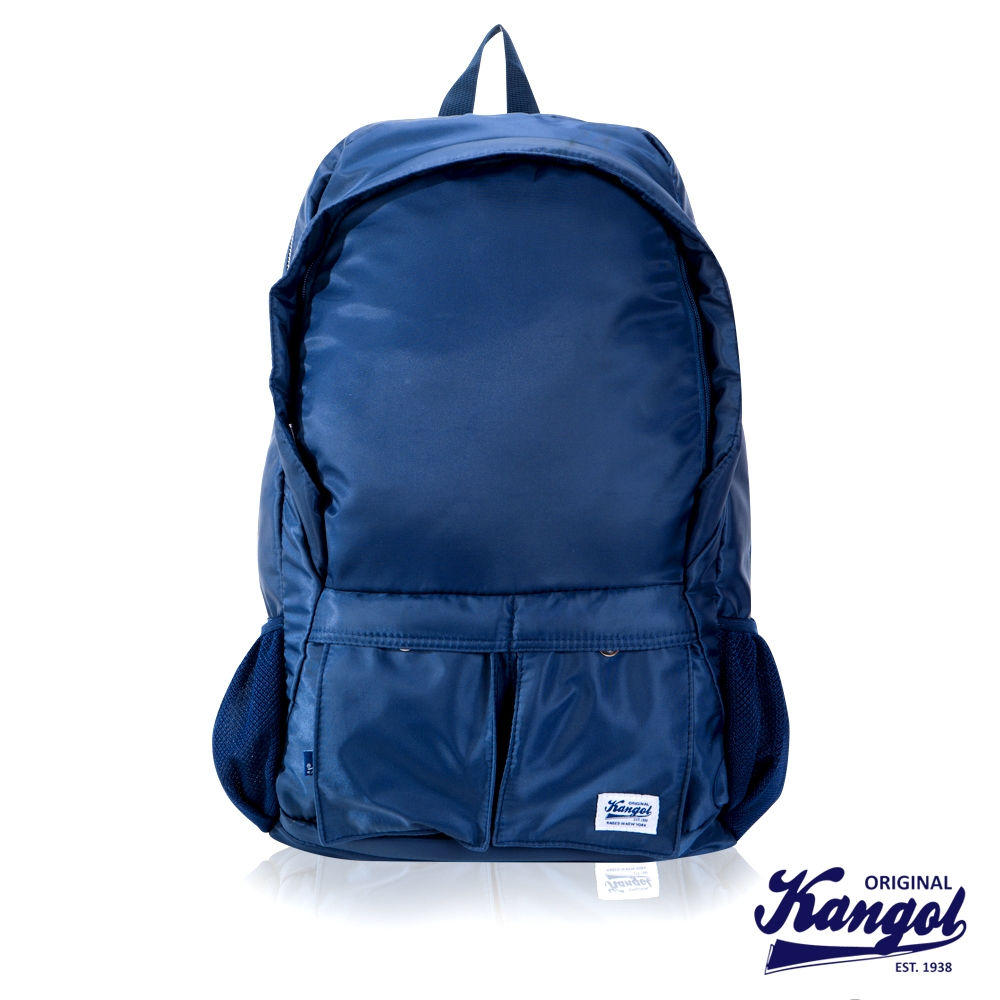 福利品 KANGOL 英式時尚輕時尚休閒13吋筆電後背包防潑水尼龍-藍色