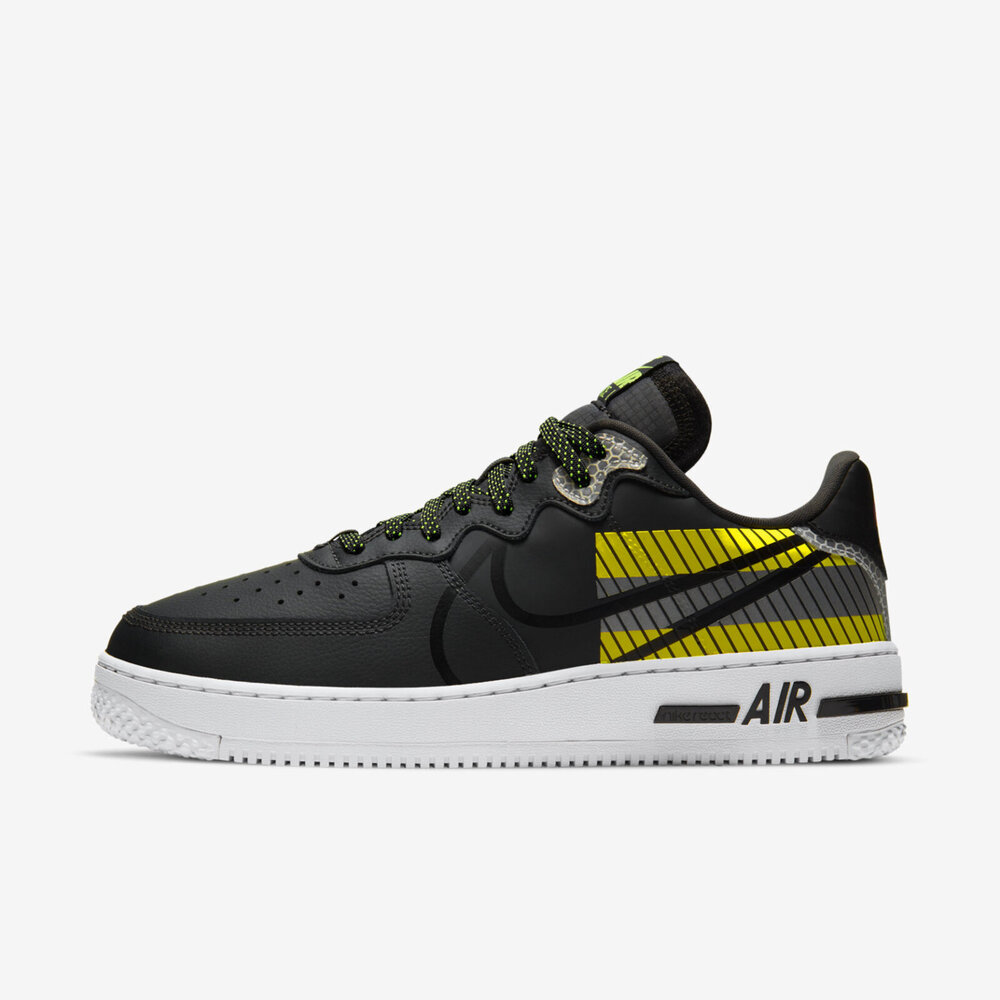 Nike Air Force 1 React Lx 3m [CT3316-003] 男鞋 運動 休閒 籃球 緩震 黑 金