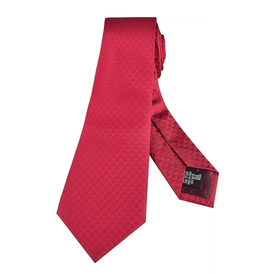 EMPORIO ARMANI標籤LOGO緹花老鷹桑蠶絲領帶(寬版/紅)