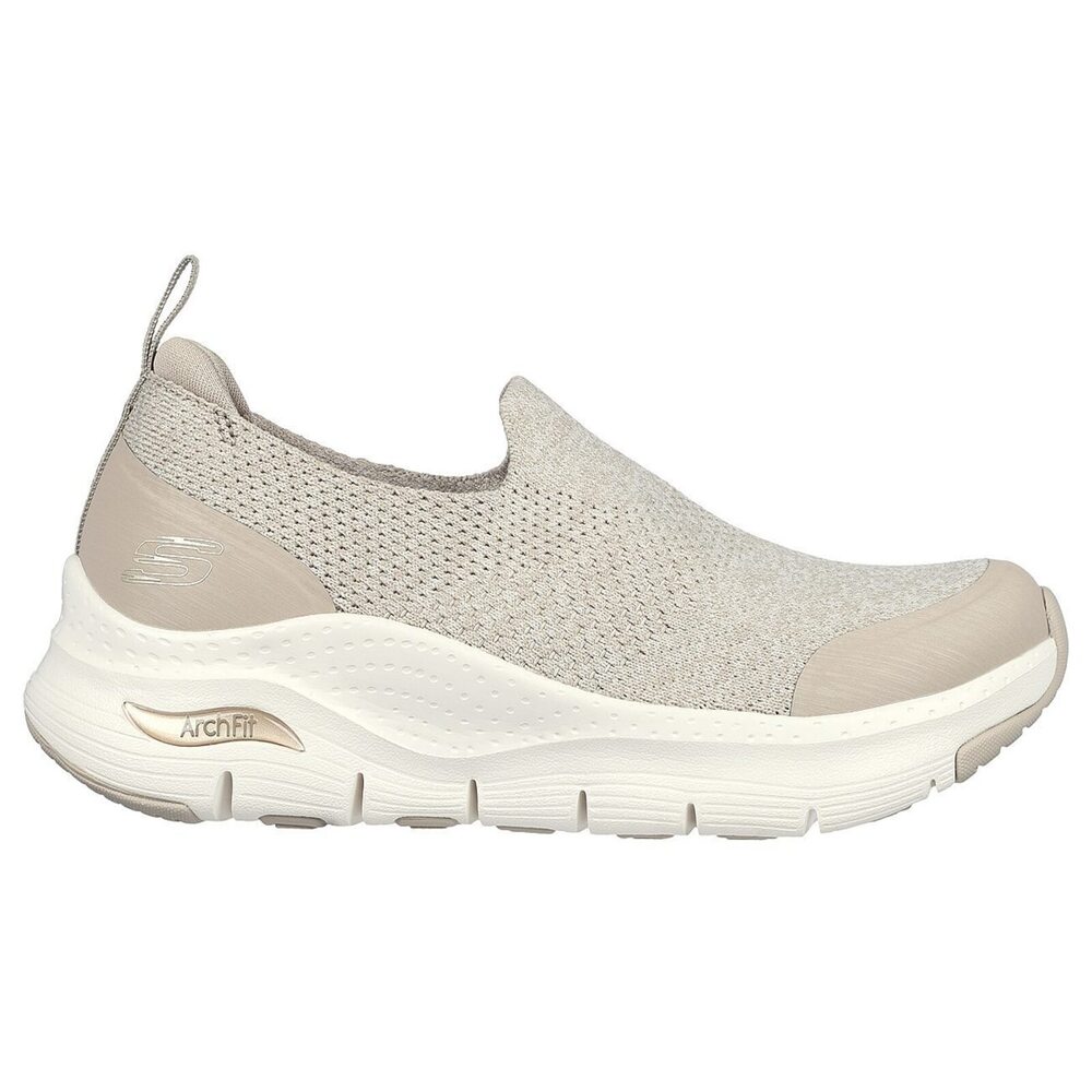 Skechers Arch Fit Quick Start [149563TPE] 女 休閒鞋 健走 支撐 緩震 杏色