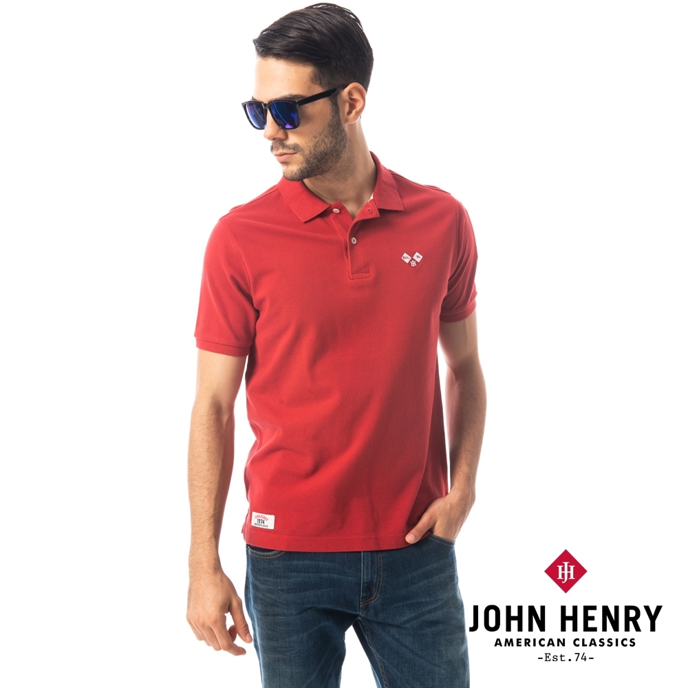 【JOHN HENRY】百搭休閒品牌LOGO短袖POLO-紅