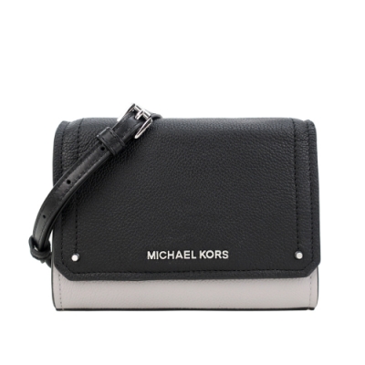 MICHAEL KORS HAYES 牛皮滿版斜背包(小/黑灰)
