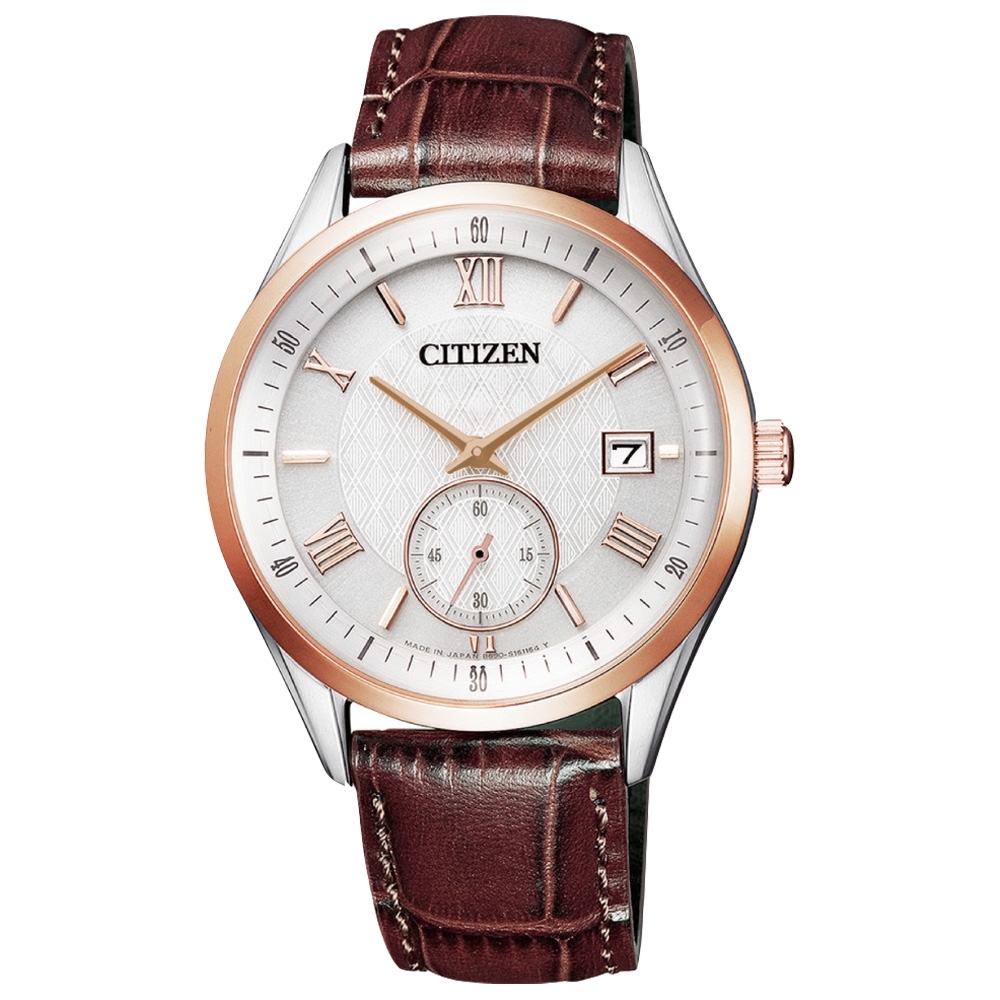 CITIZEN GENT'S光動能日期紳士腕錶-咖啡X白(BV1124-14A)/38mm