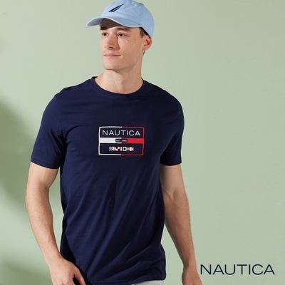 Nautica男裝 簡約品牌LOGO旗語圖騰短袖T恤-深藍