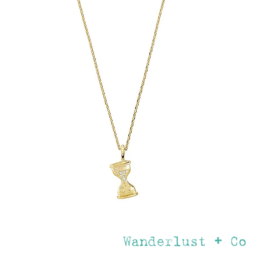 Wanderlust+Co 永恆沙漏鍍14K金鋯石項鍊