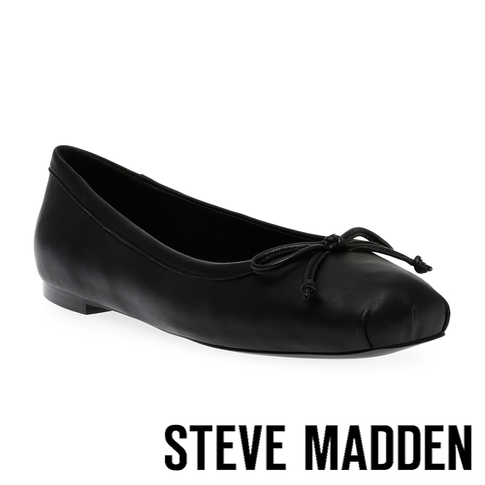 STEVE MADDEN-COSMETIC 蝴蝶結抓皺娃娃鞋-黑色