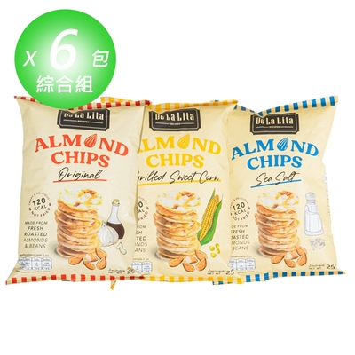 Prize派姿 Delalita 杏仁爆米片6入組(25g/包) - 3種口味 原味 玉米 海塩