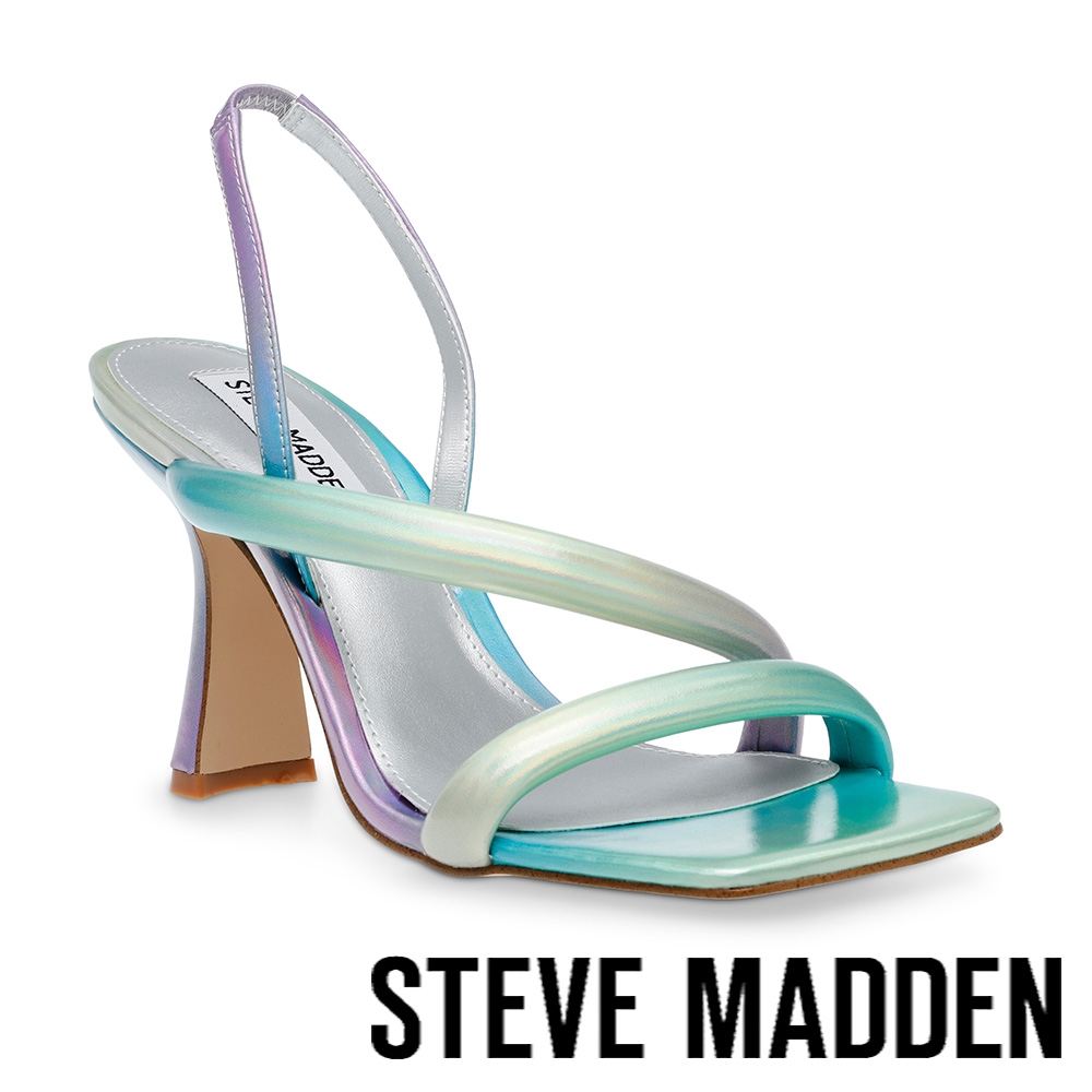 STEVE MADDEN-ELIZABETH 雲朵交叉帶方頭涼跟鞋-炫彩藍