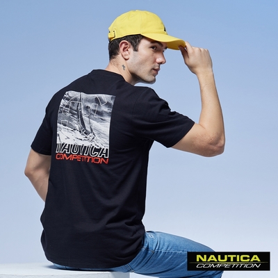 Nautica 男裝 COMPETITION海報風格短袖T恤-黑
