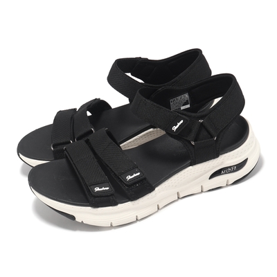 Skechers 涼鞋 Arch Fit-Fresh Bloom 女鞋 黑 魔鬼氈 支撐 涼拖鞋 休閒鞋 119305BLK