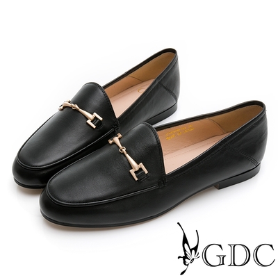 GDC-簡約金屬釦素色基本百搭樂福鞋-黑色