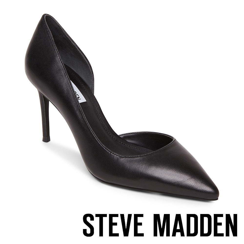 STEVE MADDEN-LESSONS1 素面尖頭側空高跟鞋-黑色