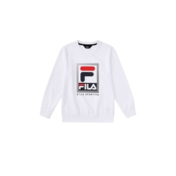 FILA KIDS 童長袖圓領上衣-白色 1TEX-8901-WT