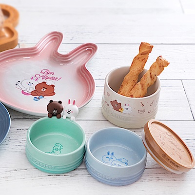 LE CREUSET x LINE FRIENDS 瓷器三層收納罐 (含木蓋)