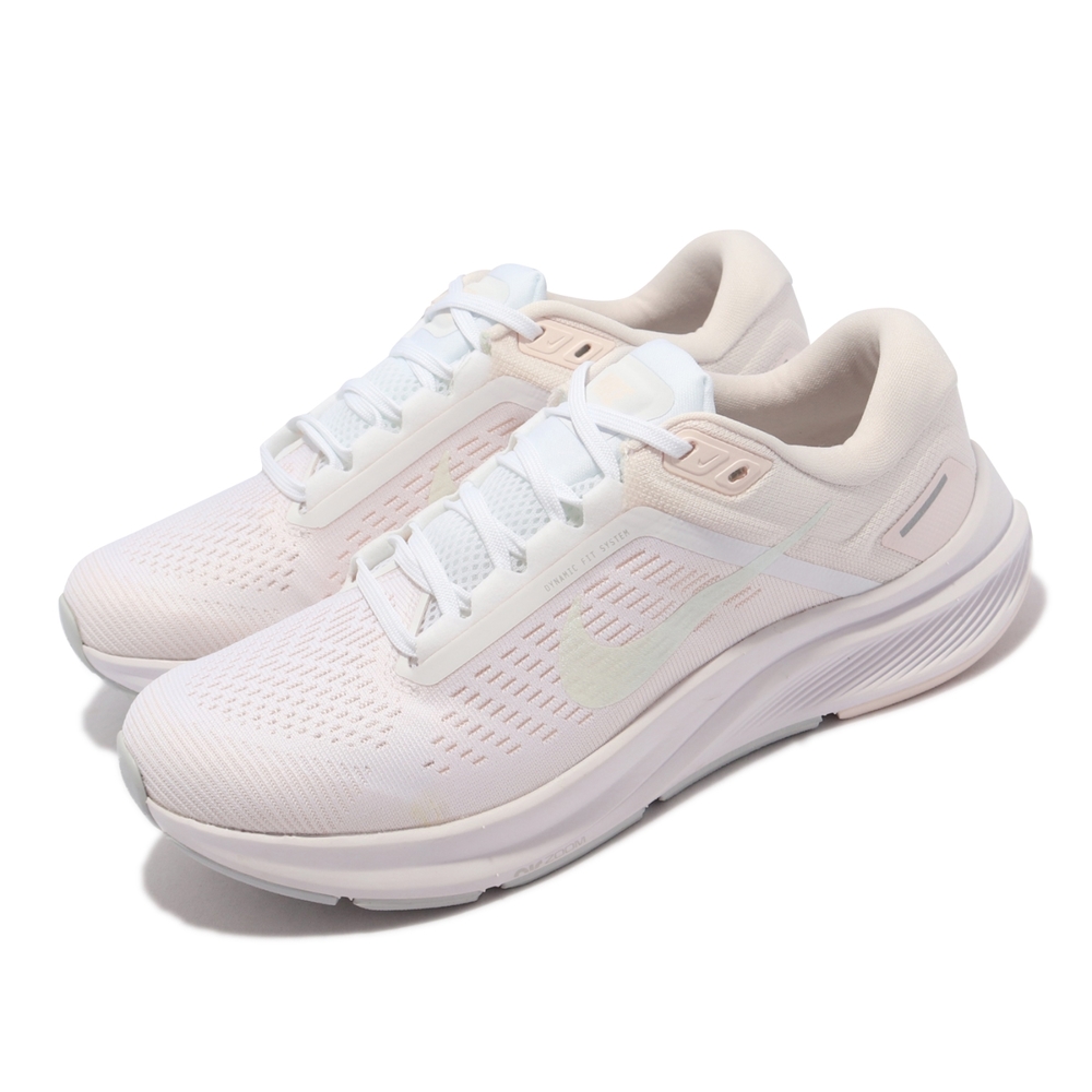 Nike 慢跑鞋 Zoom Structure 24 女鞋 氣墊 避震 輕量 透氣 運動 路跑 穿搭 米白  DA8570-101