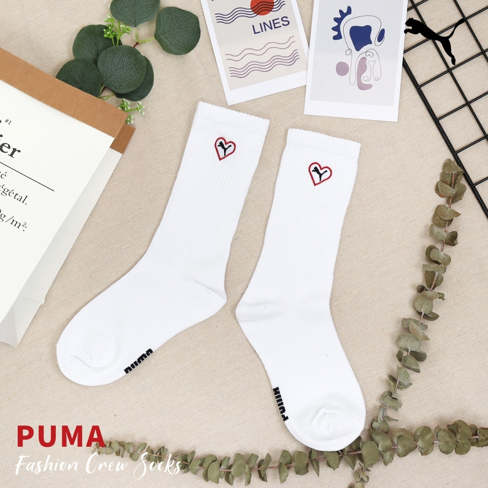 Puma 襪子 Fashion Crew Socks 男女款 白 中筒 長襪 單入 台製 BB141202