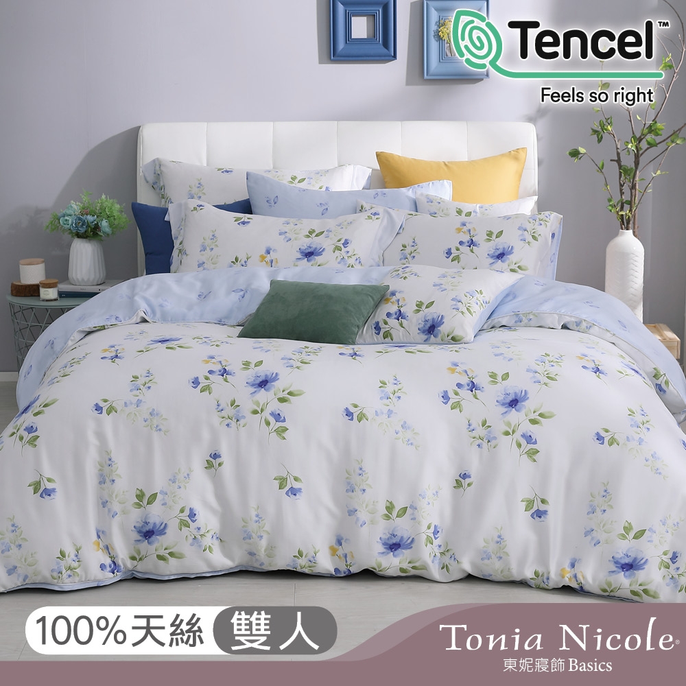 Tonia Nicole 東妮寢飾 湘藍茵水環保印染100%萊賽爾天絲兩用被床包組(雙人)