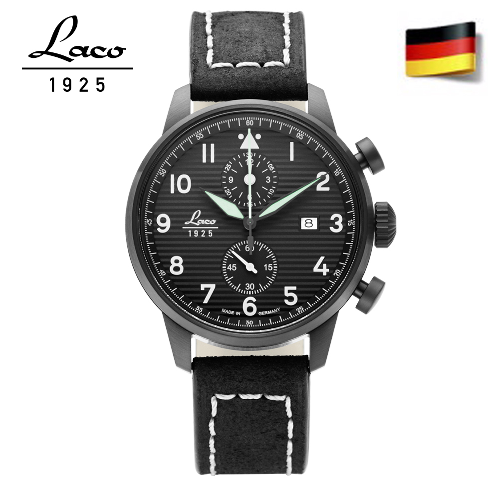 Laco 朗坤861975德國工藝LAUSANNE飛行員手錶軍錶 石英錶42mm