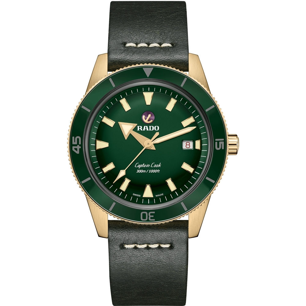 RADO 雷達錶 官方授權(R02) 庫克船長青銅自動機械腕錶(R32504315)-綠x青銅/42mm