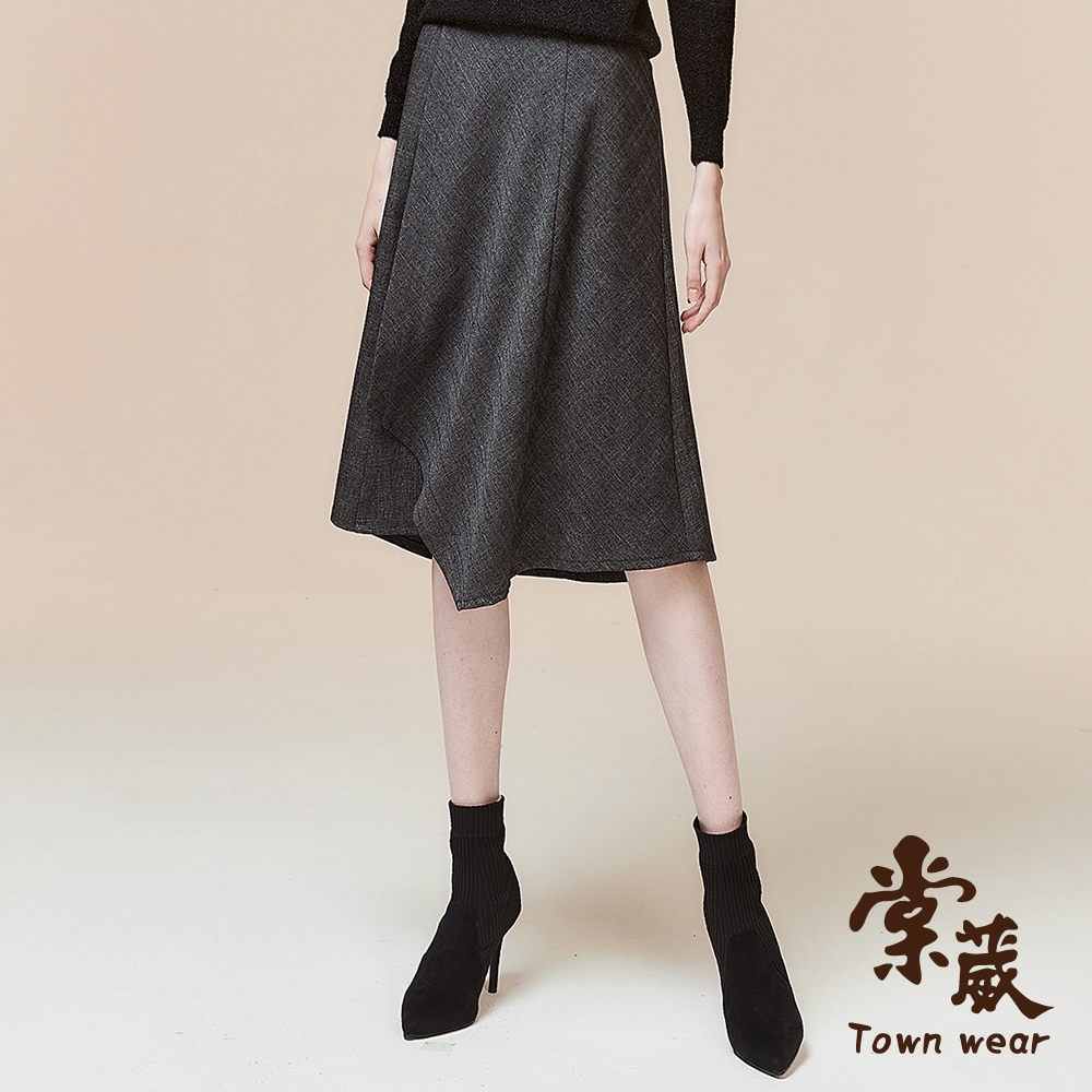 【TOWNWEAR棠葳】時髦鑽飾顯瘦一片式中長裙(女下身/女下著/長裙/A字裙)