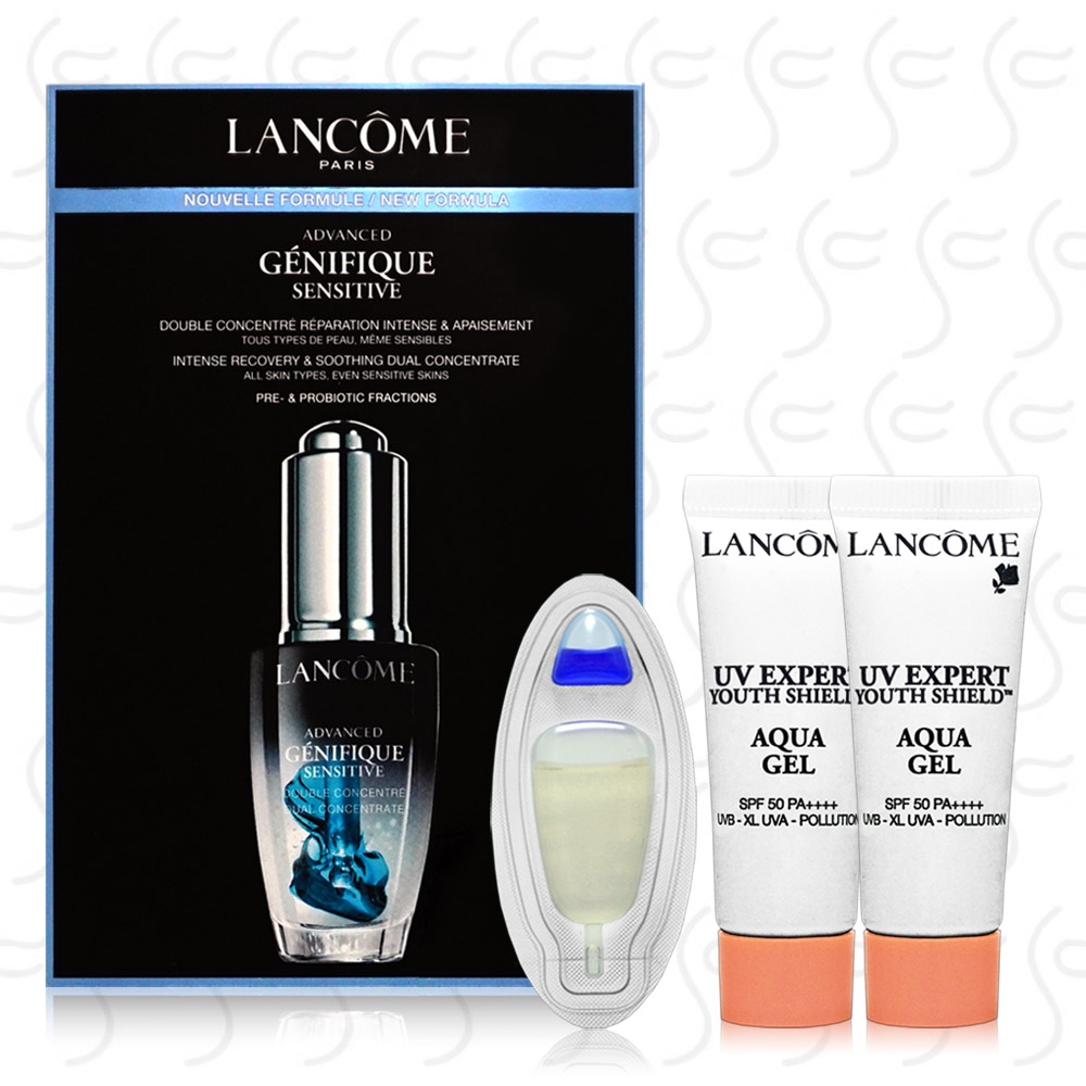 LANCOME蘭蔻 超未來肌因活性安瓶4ml+超輕盈UV水凝露10mlx2