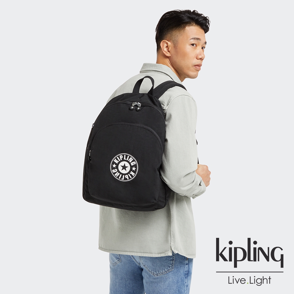 Kipling 寧靜深邃黑大容量簡約手提後背包-CURTIS L