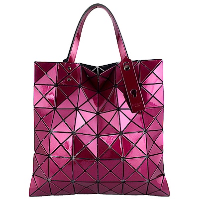 ISSEY MIYAKE 三宅一生BAOBAO 金屬亮面方格6x6手提包(紫紅)