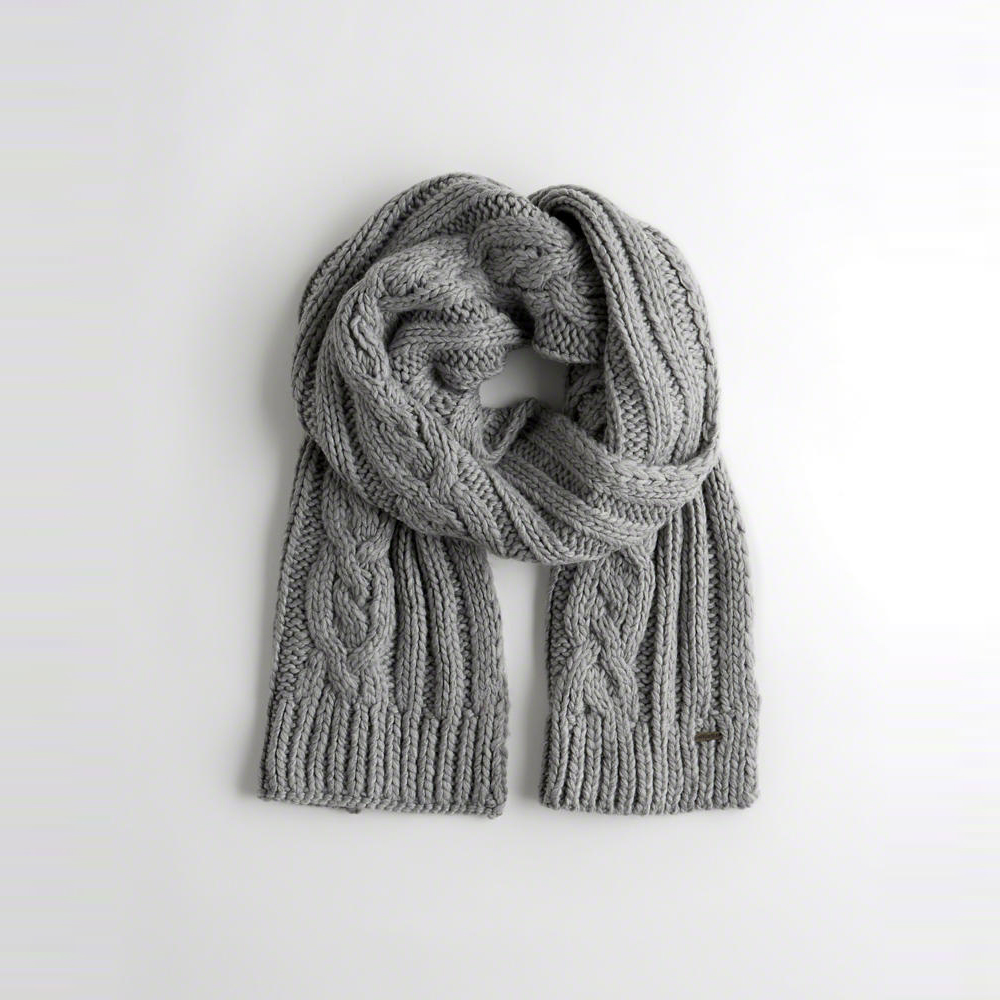 海鷗 Hollister 針織舒適保暖圍巾-灰色