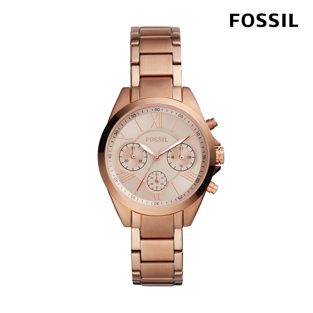 【FOSSIL】復古羅馬數字 三眼個性鍊帶女錶(多款任選)