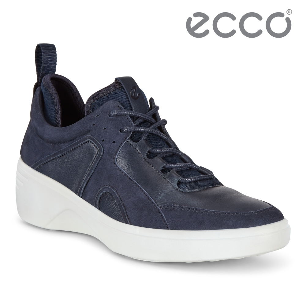 ECCO SOFT 7 WEDGE W 時尚運動風厚底增高休閒鞋 女鞋 午夜藍