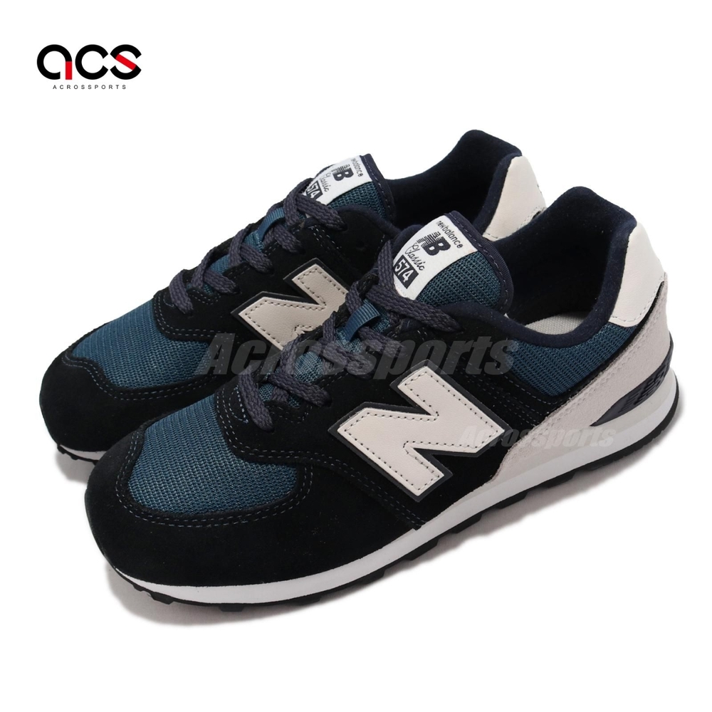 New Balance 休閒鞋 574 W 寬楦 經典款 童鞋 紐巴倫 麂皮 後跟穩定 緩震 百搭 中童 藍 褐 GC574BD1-W