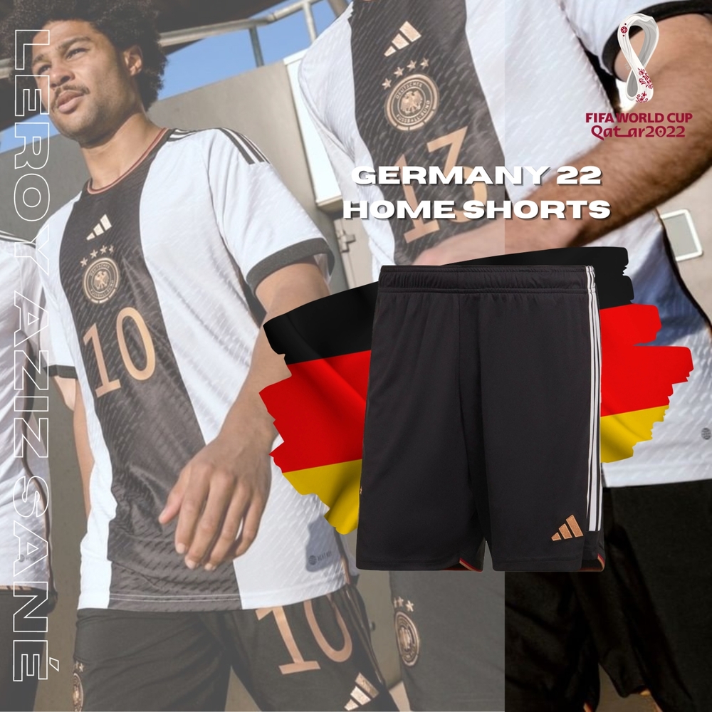 adidas 短褲 Germany 22 Home Shorts 男款 黑金 德國國家隊 主場 球褲 褲子 HJ9605