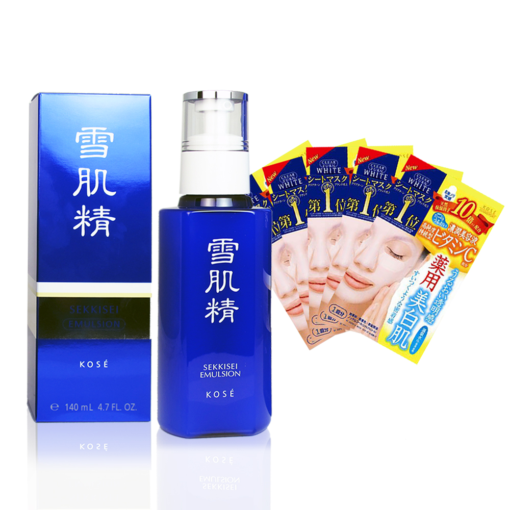 KOSE高絲  雪肌精乳液140ML(贈光映透面膜5片入 隨機款)