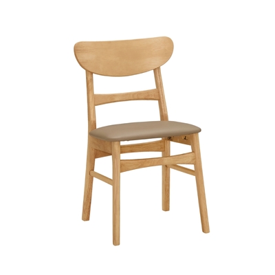 文創集 狄韋斯透氣皮革實木餐椅(單張餐椅販售出貨)-44.5x50x78cm免組