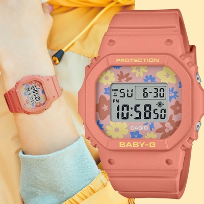 CASIO 卡西歐 BABY-G 花朵方形女錶電子錶 送禮首選 BGD-565RP-4