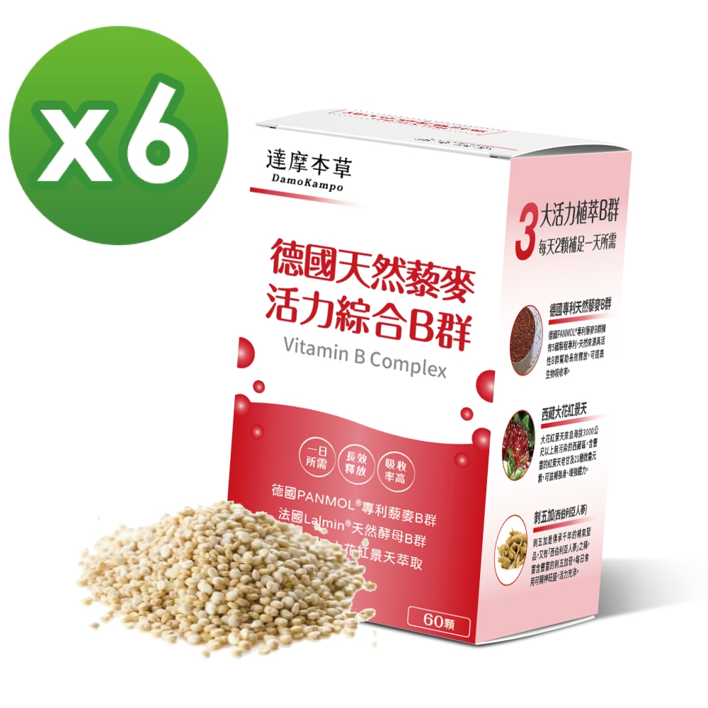 LINE導購10%【達摩本草】專利天然藜麥綜合B群x6盒 (60粒/盒)