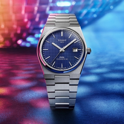 TISSOT 天梭 官方授權 PRX 系列 70年代復刻機械錶 送禮推薦-藍/40mm T1374071104100