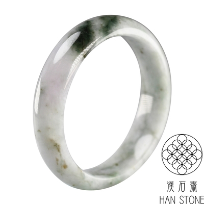 【漢石齋】天然翡翠A貨 手鐲玉鐲 春帶彩飄花種(手圍18.5/版寬15mm)