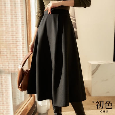 【絕版品出清】初色 高腰垂墜氣質顯瘦半身裙-共3色-63641(M-XL可選)