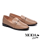 低跟鞋 MODA Luxury 復古文青金屬條釦全真皮樂福低跟鞋－杏 product thumbnail 1