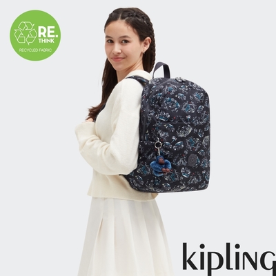 kipling 黑底童趣印花大容量後背包-haydar