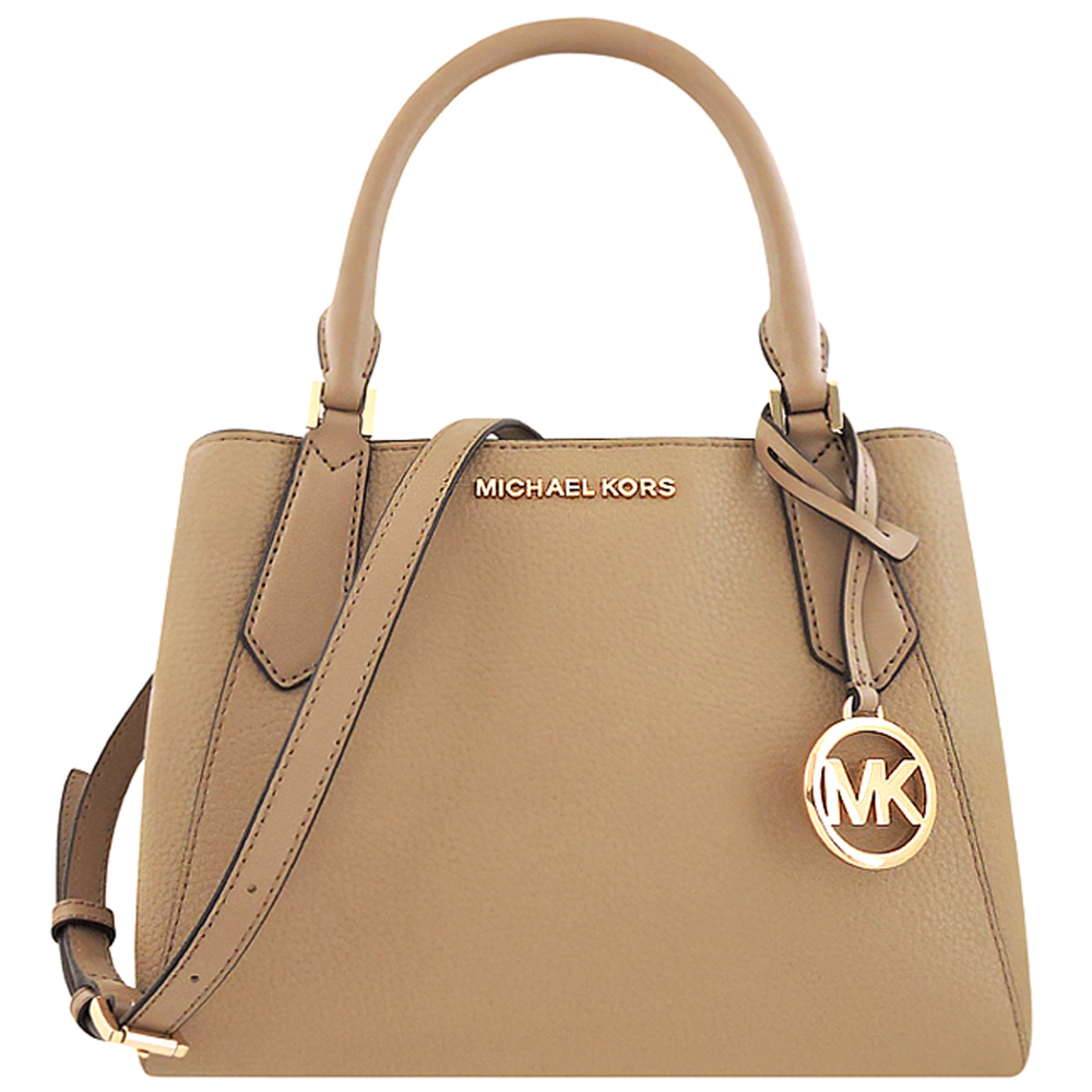 MICHAEL KORS Kimberly 荔枝紋牛皮手提/斜背兩用包(卡其色)