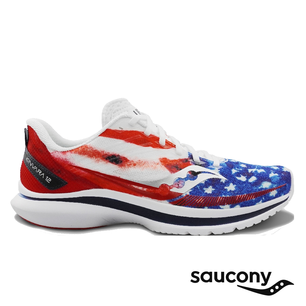 【SAUCONY 索康尼】慢跑鞋/運動鞋/休閒鞋/女鞋 輕量競速 原廠貨 KINVARA 12(美國國旗-SCS10619-76)