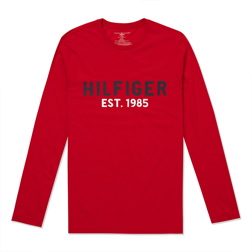 Tommy Hilfiger 熱銷印刷文字圖案長袖T恤-紅色