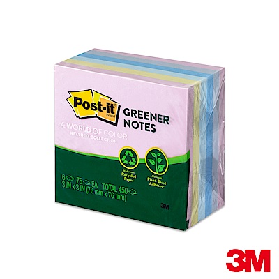 3M Post-it利貼 環保材質便條紙混色6本入-5416-RP-AP